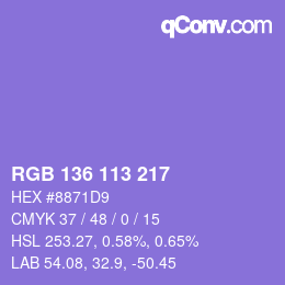 カラーコード: RGB 136 113 217 | qconv.com