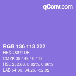 Color code: RGB 136 113 222 | qconv.com