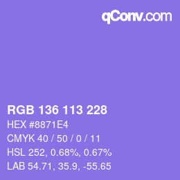 Color code: RGB 136 113 228 | qconv.com