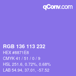 Farbcode: RGB 136 113 232 | qconv.com