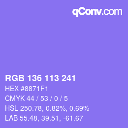 Color code: RGB 136 113 241 | qconv.com