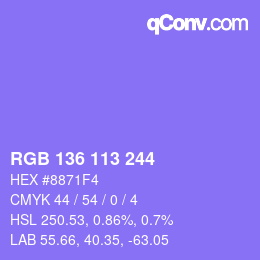 Color code: RGB 136 113 244 | qconv.com