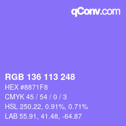 Color code: RGB 136 113 248 | qconv.com