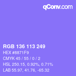 Color code: RGB 136 113 249 | qconv.com