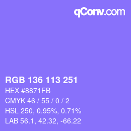 Color code: RGB 136 113 251 | qconv.com