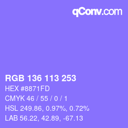 Color code: RGB 136 113 253 | qconv.com