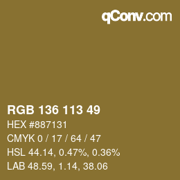 Color code: RGB 136 113 49 | qconv.com