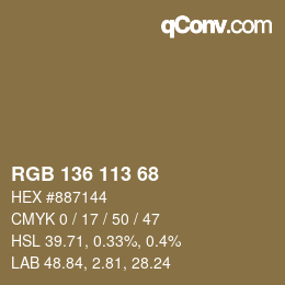 Farbcode: RGB 136 113 68 | qconv.com