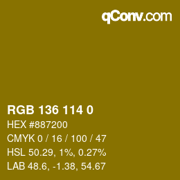 Color code: RGB 136 114 0 | qconv.com