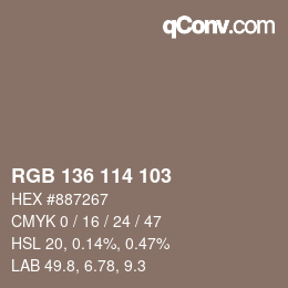Code couleur: RGB 136 114 103 | qconv.com
