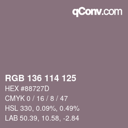 Code couleur: RGB 136 114 125 | qconv.com