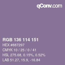 Color code: RGB 136 114 151 | qconv.com