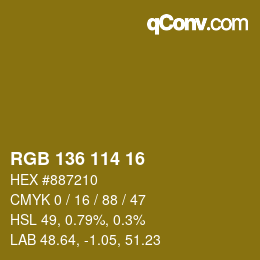 Color code: RGB 136 114 16 | qconv.com