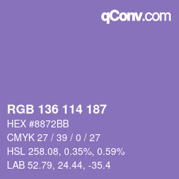 Color code: RGB 136 114 187 | qconv.com