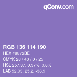 Color code: RGB 136 114 190 | qconv.com