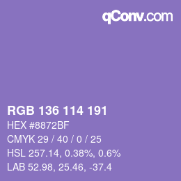 Color code: RGB 136 114 191 | qconv.com