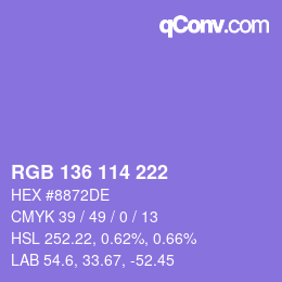 Color code: RGB 136 114 222 | qconv.com