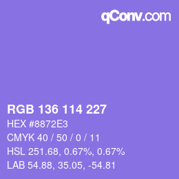 Color code: RGB 136 114 227 | qconv.com