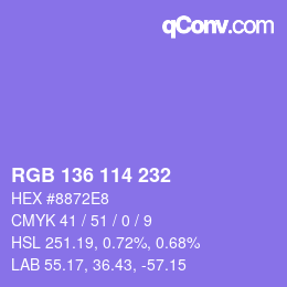 Color code: RGB 136 114 232 | qconv.com