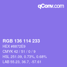 Color code: RGB 136 114 233 | qconv.com