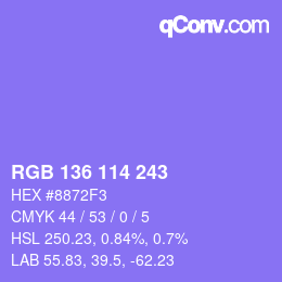 Color code: RGB 136 114 243 | qconv.com