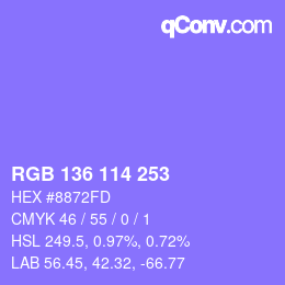 Farbcode: RGB 136 114 253 | qconv.com