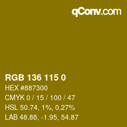 Color code: RGB 136 115 0 | qconv.com