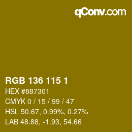 Color code: RGB 136 115 1 | qconv.com
