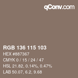Farbcode: RGB 136 115 103 | qconv.com