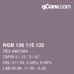 Color code: RGB 136 115 132 | qconv.com