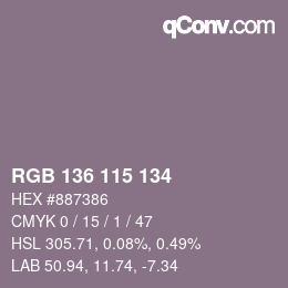 Color code: RGB 136 115 134 | qconv.com