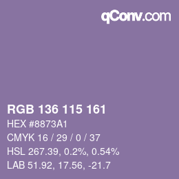 Color code: RGB 136 115 161 | qconv.com