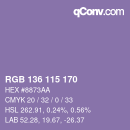 Code couleur: RGB 136 115 170 | qconv.com