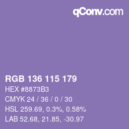 Color code: RGB 136 115 179 | qconv.com