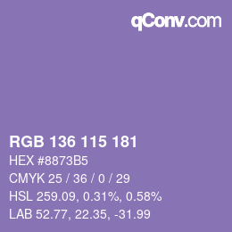 Color code: RGB 136 115 181 | qconv.com