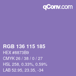 Color code: RGB 136 115 185 | qconv.com