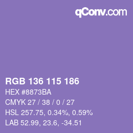 Color code: RGB 136 115 186 | qconv.com