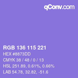Color code: RGB 136 115 221 | qconv.com