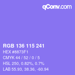 Color code: RGB 136 115 241 | qconv.com