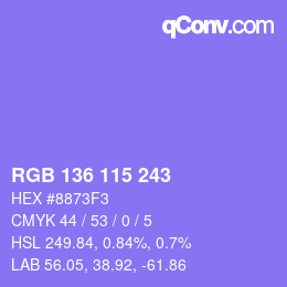Color code: RGB 136 115 243 | qconv.com