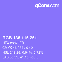 Color code: RGB 136 115 251 | qconv.com