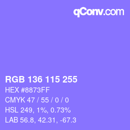 Color code: RGB 136 115 255 | qconv.com