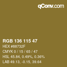 Color code: RGB 136 115 47 | qconv.com