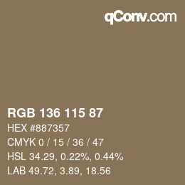 カラーコード: RGB 136 115 87 | qconv.com