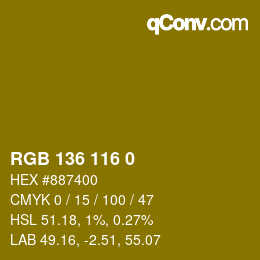 Color code: RGB 136 116 0 | qconv.com