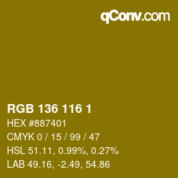 Color code: RGB 136 116 1 | qconv.com