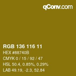 Color code: RGB 136 116 11 | qconv.com