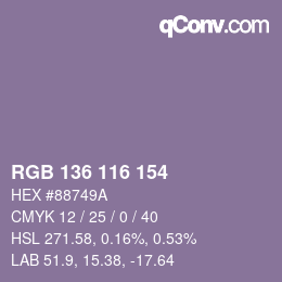 Color code: RGB 136 116 154 | qconv.com