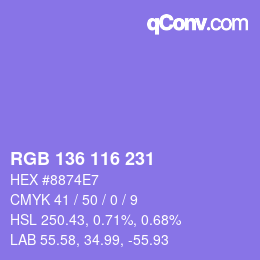 Color code: RGB 136 116 231 | qconv.com