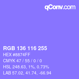 カラーコード: RGB 136 116 255 | qconv.com